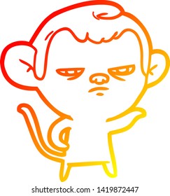 warm gradient line drawing of a cartoon monkey