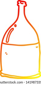 dibujo de línea de degradado cálido de una botella de dibujos animados