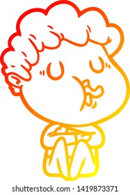 warm gradient line drawing of a cartoon man singing