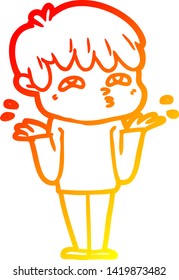 warm gradient line drawing of a cartoon man confused