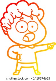 warm gradient line drawing of a cartoon man gasping in surprise