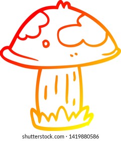 warm gradient line drawing of a cartoon wild mushroom