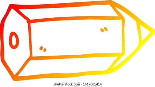 dibujo de línea de degradado cálido de un lápiz de color de dibujos animados