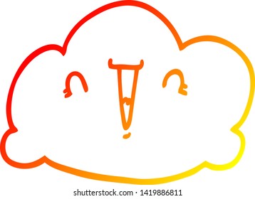 warm gradient line drawing of a cartoon cloud warm gradient line drawing of a cartoon cloud