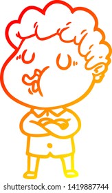 warm gradient line drawing of a cartoon man singing