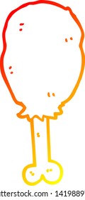 warm gradient line drawing of a cartoon chicken leg