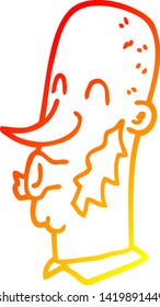warm gradient line drawing of a cartoon man with muttonchop facial hair