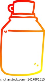 warm gradient line drawing of a cartoon hot drinks flask
