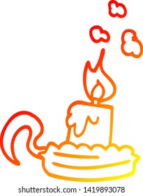 warm gradient line drawing of a cartoon candle stick holder