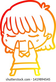 dibujo de línea de gradiente cálido de una mujer caricaturista