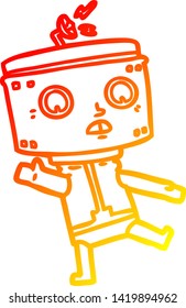 warm gradient line drawing of a cartoon robot
