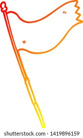 warm gradient line drawing of a cartoon waving flag
