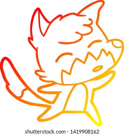 dibujo de línea de degradado cálido de un zorro de dibujos animados