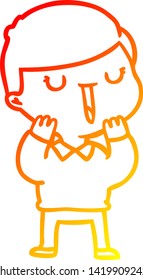 warm gradient line drawing of a cartoon happy boy