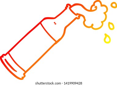 warm gradient line drawing of a cartoon foaming bottle