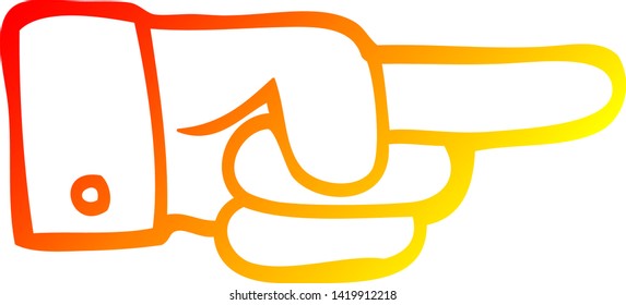 warm gradient line drawing of a cartoon pointing hand