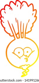 warm gradient line drawing of a cartoon vegetable