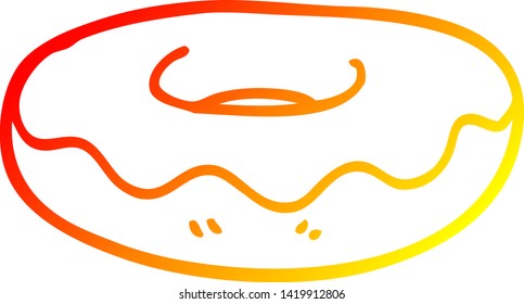 desenho de linha gradiente quente de uma rosquinha gelada de desenho animado