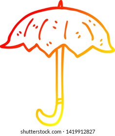 warm gradient line drawing of a cartoon open umbrella