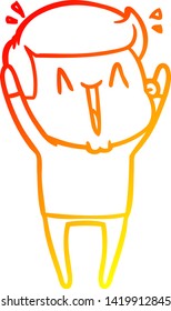 warm gradient line drawing of a cartoon happy man