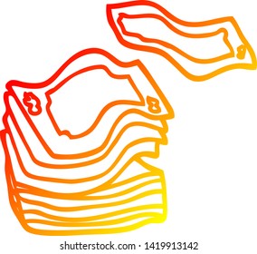 warm gradient line drawing of a cartoon big stack of money
