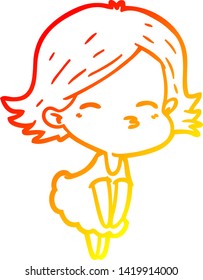 warm gradient line drawing of a cartoon woman