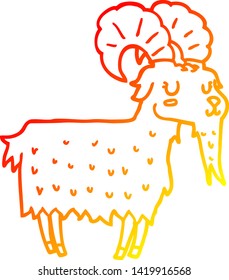 warm gradient line drawing of a cartoon goat