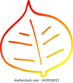 warm gradient line drawing of a cartoon leaf