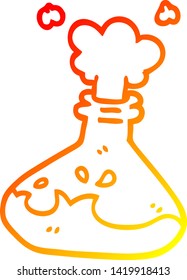warm gradient line drawing of a cartoon science experiment