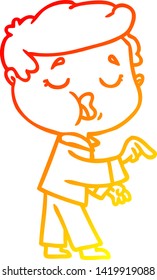 warm gradient line drawing of a cartoon man talking