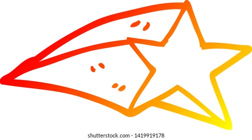 dibujo de línea de degradado cálido de una estrella de disparo de dibujos animados