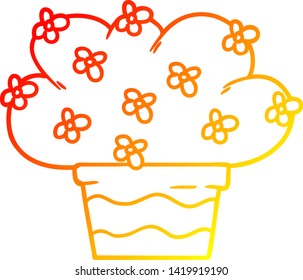 warm gradient line drawing of a cartoon plant