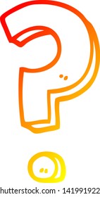 dibujo de línea de degradado cálido de un signo de interrogación de caricatura