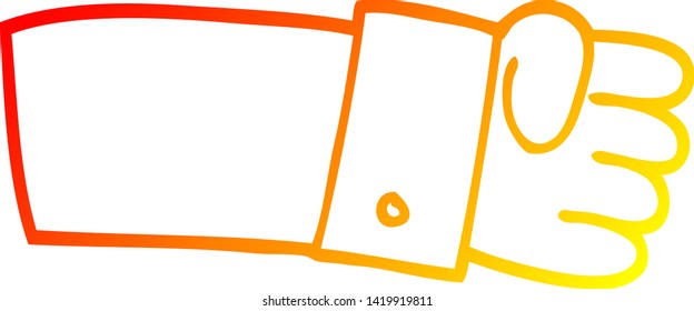 warm gradient line drawing of a cartoon judo chop shirt arm