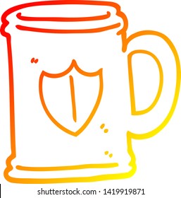 dibujo de línea de degradado cálido de un tanque de dibujos animados