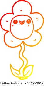 warm gradient line drawing of a cartoon flower