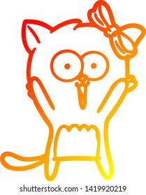 warm gradient line drawing of a cartoon cat