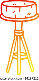 warm gradient line drawing of a cartoon breakfast stool