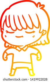 dibujo de línea de gradiente cálido de una mujer caricaturista