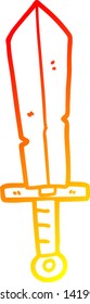 warm gradient line drawing of a cartoon old sword