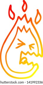 dibujo de línea de degradado cálido de una caricatura llama caliente enojada