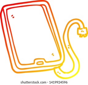 warm gradient line drawing of a cartoon computer tablet