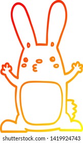 warm gradient line drawing of a cartoon rabbit