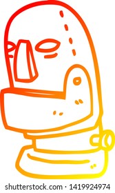 warm gradient line drawing of a cartoon robot head