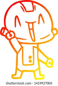 warm gradient line drawing of a cartoon robot