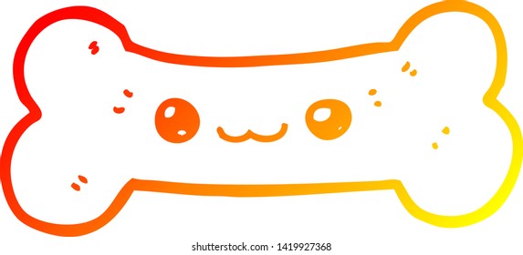 warm gradient line drawing of a cartoon bone
