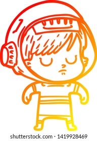 warm gradient line drawing of a cartoon astronaut woman