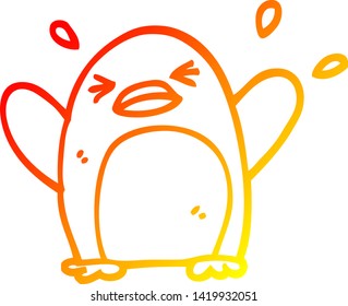 dibujo de línea de gradiente cálido de un pingüino aletargado