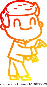 warm gradient line drawing of a cartoon friendly man