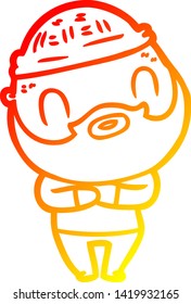 warm gradient line drawing of a cartoon bearded man